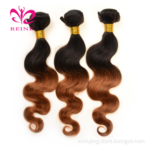 Private label virgin hair vendors two tone body  weft hair bundles human 1b/30 ombre extensions hair color 1b 30
